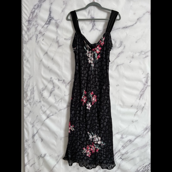 REBECCA TAYLOR Noha Floral Black Silk Dress - Picture 1 of 11